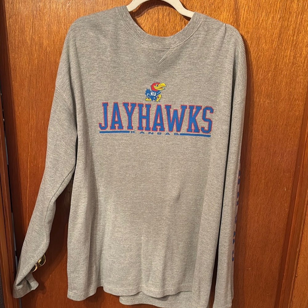 Vintage Gray Jayhawks Long Sleeve Shirt